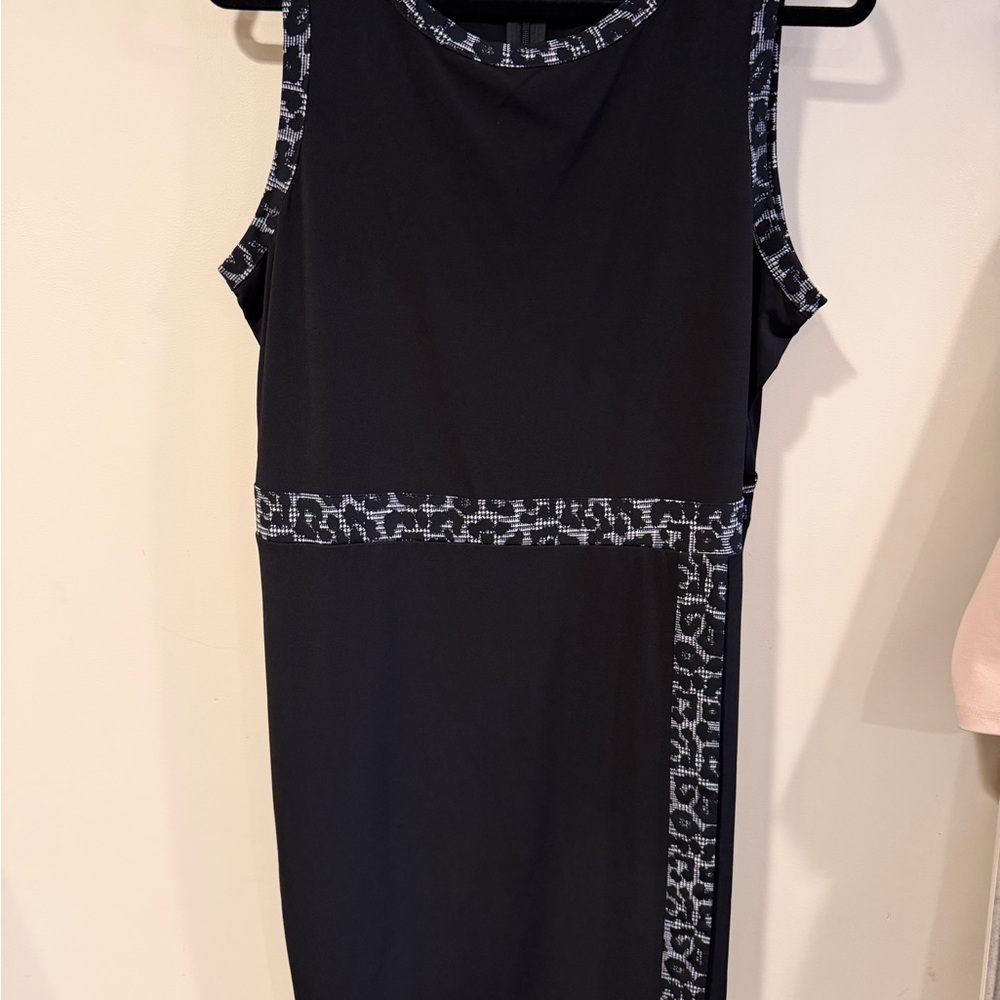Michael Kors Black Midi Dress with Patterned Trim Size 1X
